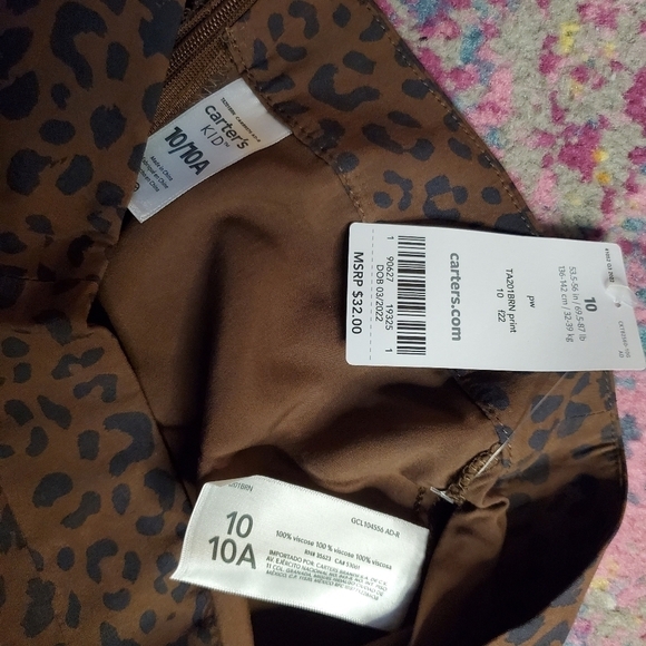 NWT Carters Kid Leopard Rayon Midi Skirt Size 10 - Picture 6 of 7